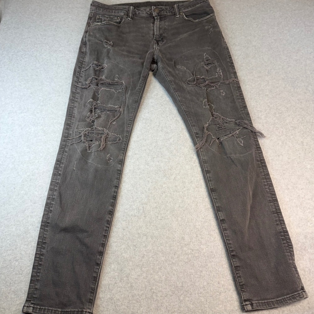 American Eagle Athletic Skinny Airflex+ Distressed Black Jeans Mens 32x32